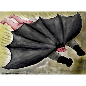 Sighed poster - caricature of Boiko Borisov as Batman by Hristo Komarnitsky